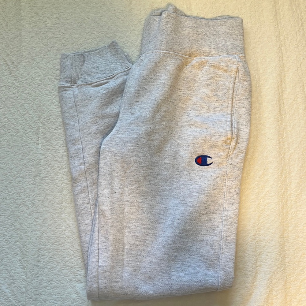 Women’s Champion jogger sweatpants, size medium, white/gray, super comfy!